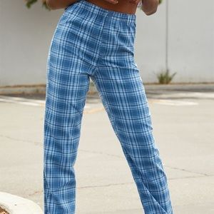 Brandy Melville blue plaid pants